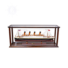 Load image into Gallery viewer, DISPLAY CASE FOR CRUISE LINER MIDSIZE CLASSIC BROWN | HIGH QUALITY| Handcrafted Wooden Display Case for Model Ships
