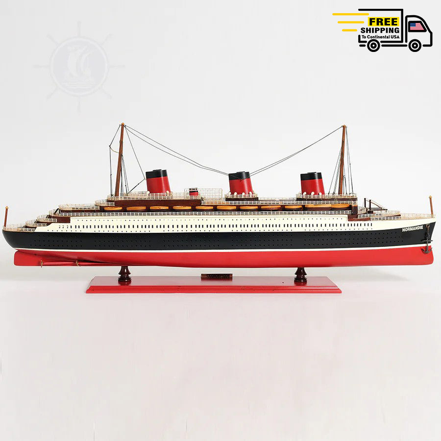 NORMANDIE CRUISE SHIP MODEL PAINTED | Museum-quality Cruiser| Fully Assembled Wooden Model Ship