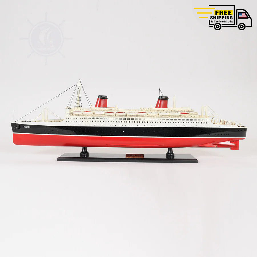 SS FRANCE CRUISE SHIP MODEL PAINTED| Museum-quality Cruiser| Fully Assembled Wooden Model Ship