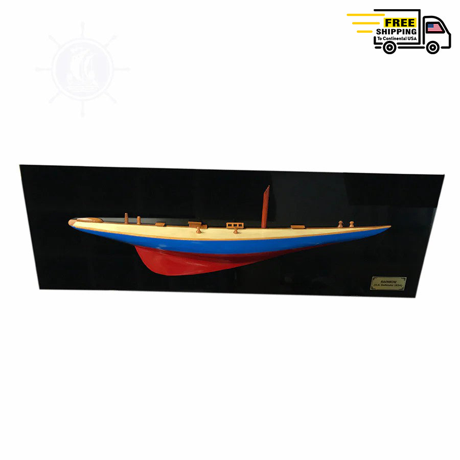 RAINBOW HALF-HULL SCALED MODEL BOAT YACHT HANDMADE | Museum-quality | Home & Office Decoration
