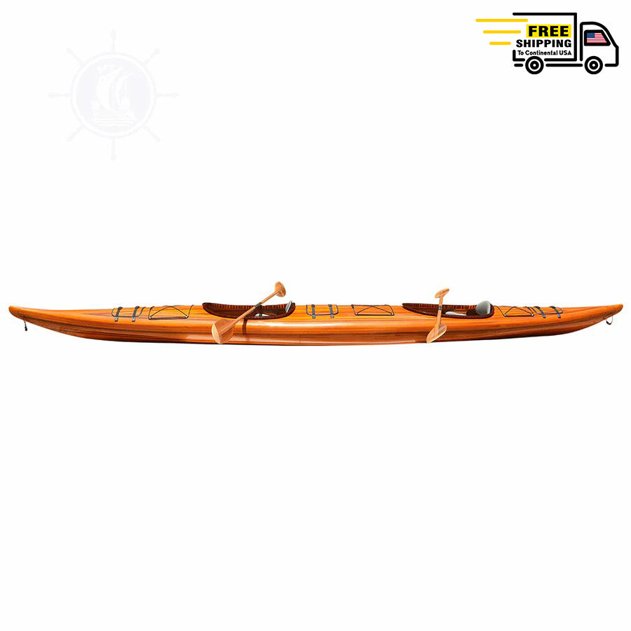 KLINAKLINI KAYAK 19' | Wooden Kayak |  Boat | Canoe with Paddles for fishing and water sports