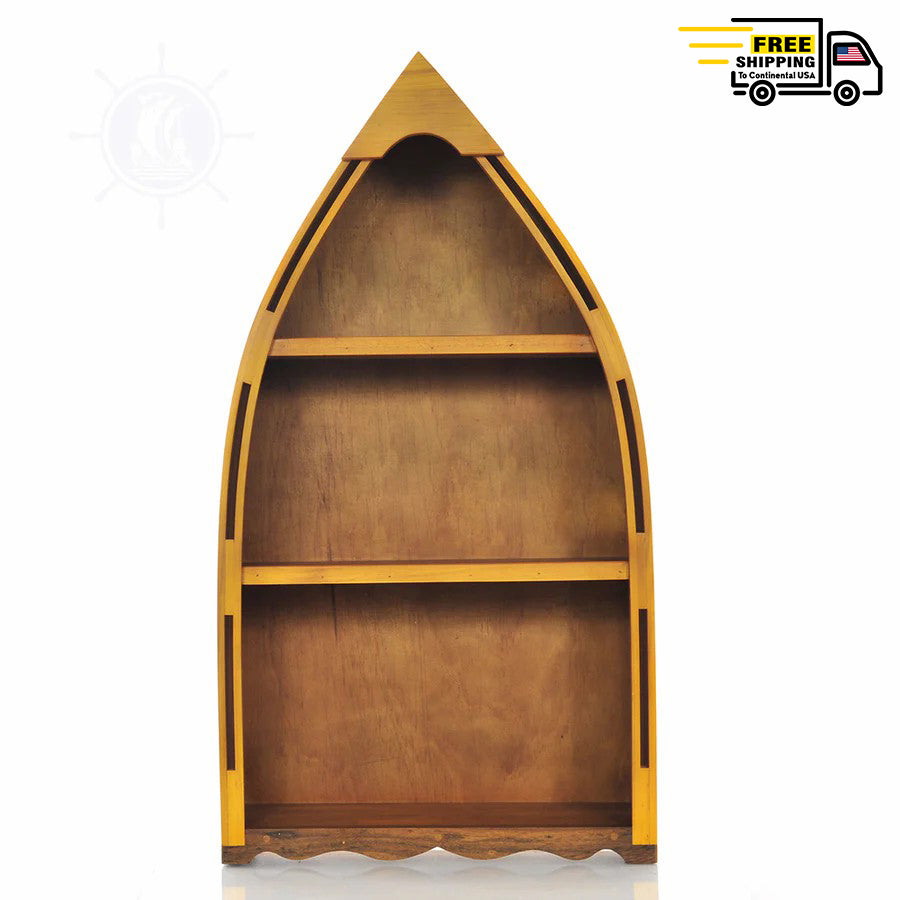 WOODEN CANOE BOOK SHELF SMALL | Museum-quality | Fully Assembled Wooden Ship Model