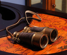 Load image into Gallery viewer, BINOCULAR W LEATHER OVERLAY IN WOOD BOX | Magnifying power | Vintage arts and crafts for decoration
