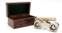 Load image into Gallery viewer, Opera glasses w MOP in wood box | Magnifying power | Vintage arts and crafts for decoration
