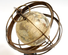 Load image into Gallery viewer, GLOBE IN BRASS RINGS | Vintage arts and crafts for decoration
