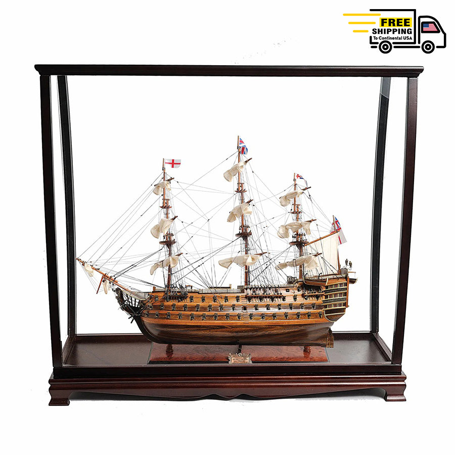HMS VICTORY MODEL SHIP MIDSIZE WITH DISPLAY CASE | Museum-quality | Fully Assembled Wooden Ship Models