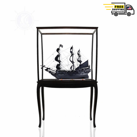 BLACK PEARL PIRATE SHIP MODEL SHIP LARGE WITH FLOOR DISPLAY CASE | Museum-quality | Fully Assembled Wooden Ship Models