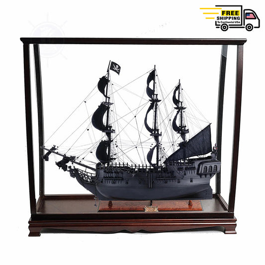BLACK PEARL PIRATE SHIP MODEL SHIP MIDSIZE WITH DISPLAY CASE | Museum-quality | Fully Assembled Wooden Ship Models