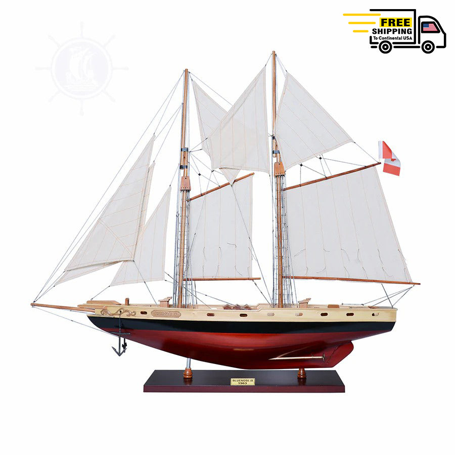 BLUENOSE II PAINTED MEDIUM Model Yacht | Museum-quality | Partially Assembled Wooden Ship Model