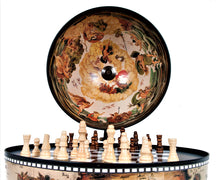 Load image into Gallery viewer, White Globe 13 inches with chess holder | Handcrafted Antique finish | Vintage arts and crafts
