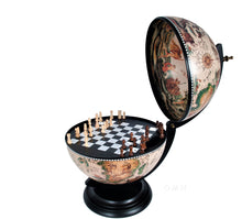 Load image into Gallery viewer, White Globe 13 inches with chess holder | Handcrafted Antique finish | Vintage arts and crafts
